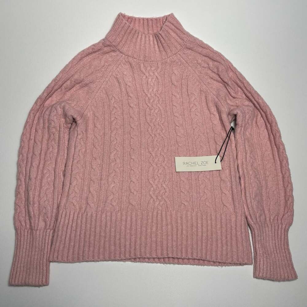 Women’s Xs Rachel Zoe Mock Neck Cable Knit Sweater Pink